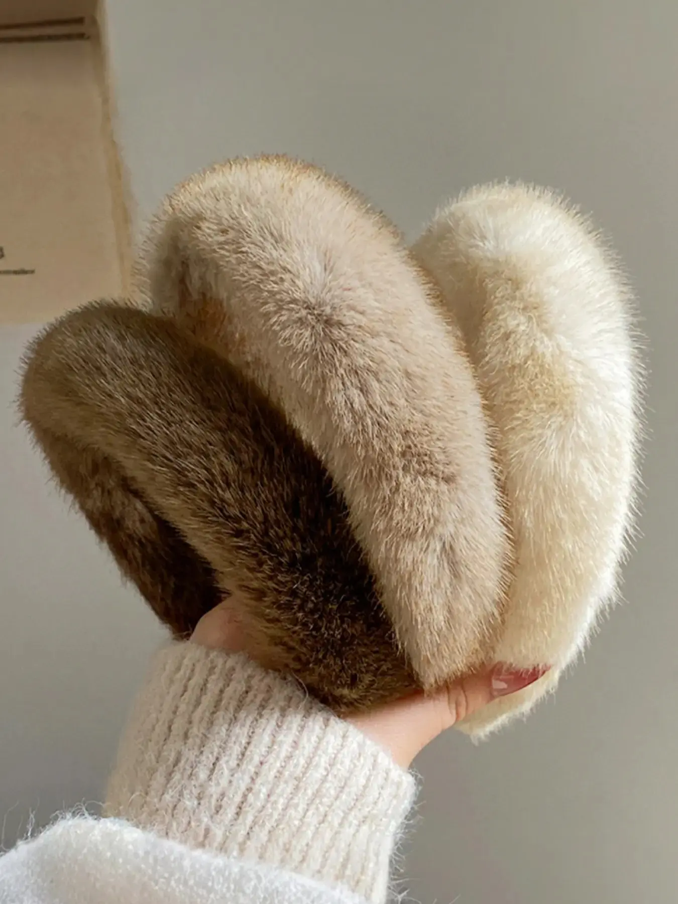 Women's Sweet Plush Puffy Fluffy Hairband, Soft Mink Fur Material, Pure Color Chic Fashion Accessory, Autumn Winter Warm Headband, Office School Gift, Chic Headbands