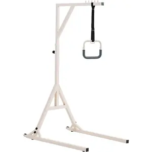 TikTokShopBlackFridayVEVOR Trapeze Bar for Bed Mobility, Height-Adjustable Bed Trapeze with 2 Casters, 350LBS Weight Capacity Heavy Duty Pull Up Trapeze Bar with Floor Stand for Elderly, Disabled, Bedridden Patients