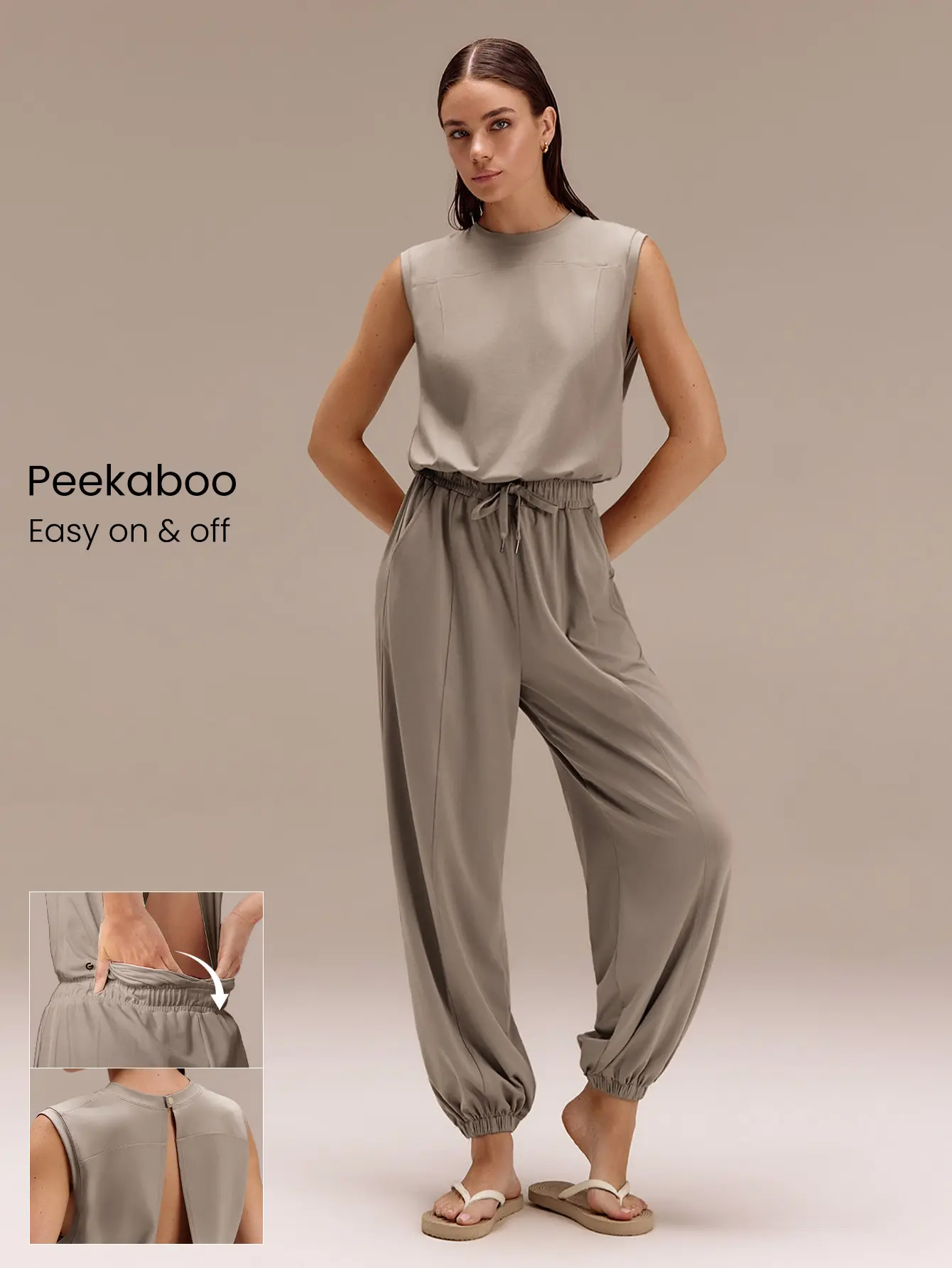 GLOWMODE Cloudknit Adjustable Pocket Peekaboo Jumpsuit Light Support Low Impact Daily Casual White Jumpsuit Summer Jumpsuit Maternity Jumpsuit Elegant Jumpsuit Jumpsuits For Woman