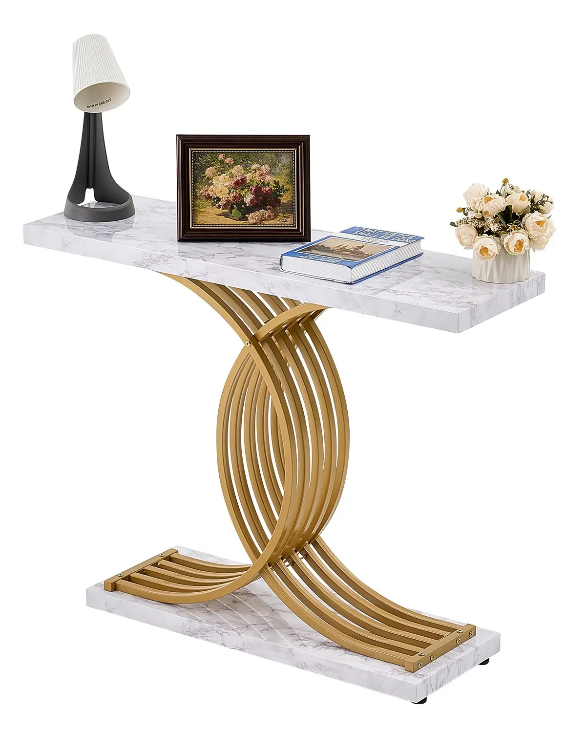 【DealsForYouDays】VEVOR Narrow Console Sofa Table, 39.4 inches Behind Couch Table, 1-Tier Long Entryway Table and Skinny Hallway Table, Narrow Sofa Table with Metal Frame, for Entryway, Hallway, Living Room & Bedroom