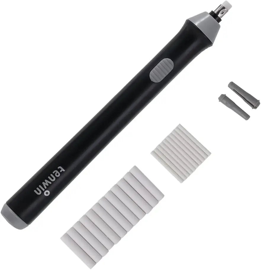 tenwin Electric Pencil Eraser for Sketching Pencils/Drafting/Drawing/Graphite Pencils, Couture Creations Creative Detailer Tool, Battery Operated Electric Eraser Kit for Artists, 22 Refills, Perfect Gift for Artists, back to school haul