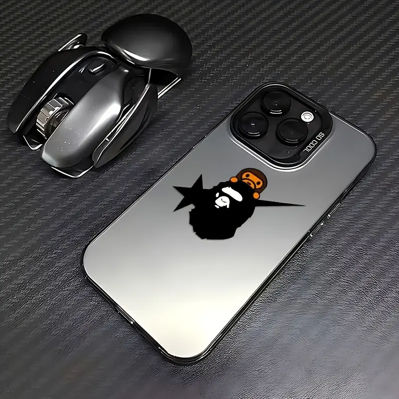 Phone case: A black ape star monkey pattern IMD laser phone case, suitable for iPhone 11, 12, 13, 14, 15, 16, 17, XS, XR, X, 7, 8, 12, 13 Plus Pro Max SE series. An aurora holographic colorful case that serves as an ornament/birthday gift/holiday