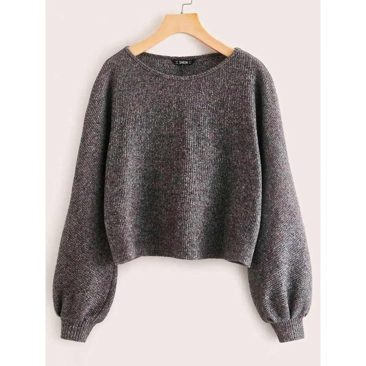 Lantern Sleeve Marled Sweater,Knitted Sweater In Fall/Winter