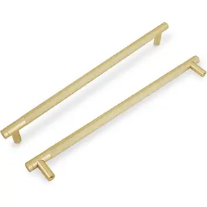 6 Pack 11.3 Inch(288mm) Brushed Brass Cabinet Handles Gold Knurled Kitchen Cabinet Pulls Cabinet Door Handles Kitchen Cabinet Cupboard Drawer Pulls Dresser Handles