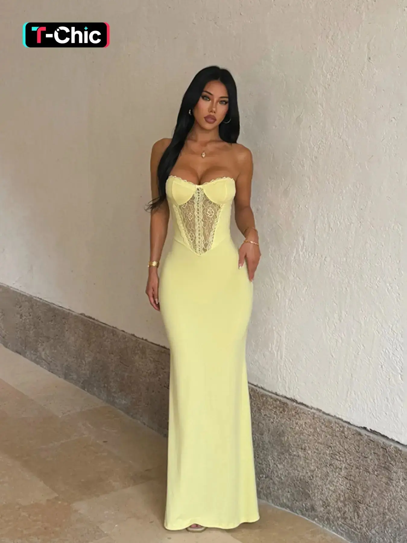 Lace Patchwork Waist Cinched Strap Dress, Elegant Sleeveless Maxi Dress, Summer Fashion Women's Clothing, Formal Party Wear, Engagement Dress, Elegance, Womenswear, Embellished Gown