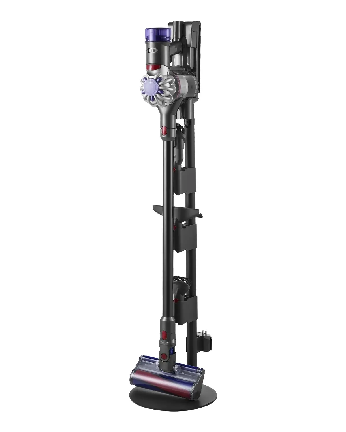 【Summerfinds】VEVOR Durable Aluminum Alloy Vacuum Stand Holder, Compatible With V7 V8 V10 V11 V12 V15 Upright Vacuums & Accessories, 4 Anti-slip Pads, 3 Accessory Clips for 6 Brush Heads, 2.22kg, 49.6in Vertical Fit