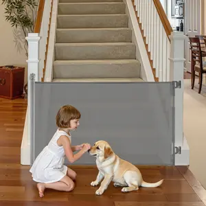 【DealsForYouDays】VEVOR Retractable PVC Mesh Baby Gate, 38.5 in Tall, Extends to 57 in Wide, 1-Handed Operation, Security Lock, Walk-Through Design, Damage-Free Baseboard Fit, Escape-Proof Bottom Hook, Stair/Hallway Safety Solution, Indoor/Outdoor Gray