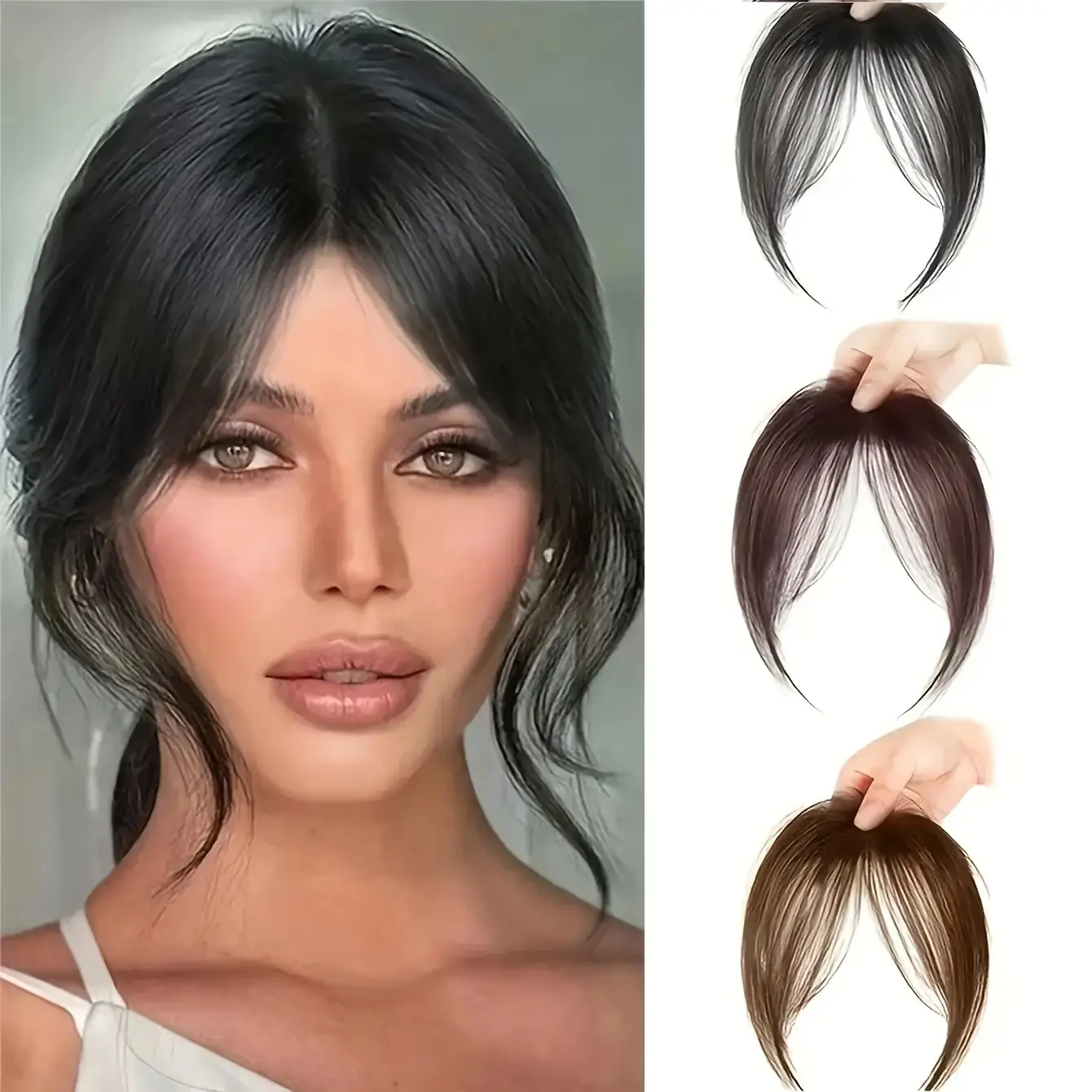 Wavy hairpiece for women, adding volume to hair, covering the top of the head, having an eight-shaped fringe with thin and invisible artificial fringe at the front. Full Long Clip-In Extensions Colorful Pre-Looped Passion Twist Crochet Pre-Twisted Fluffy