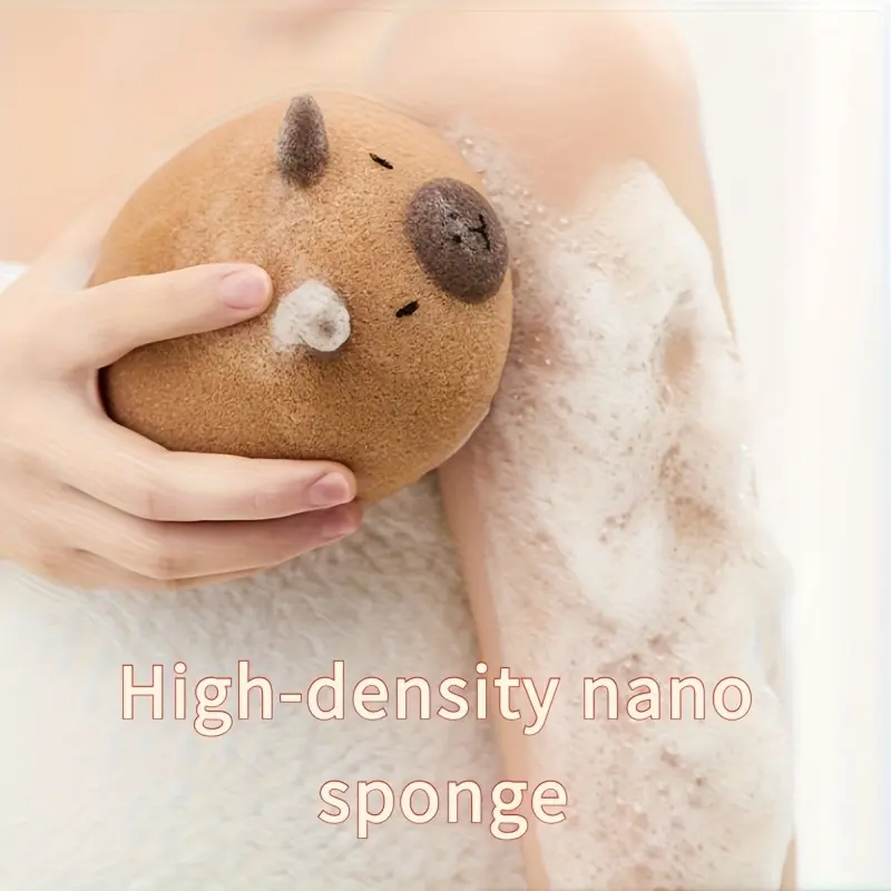Cute Capybara-Shaped Bath Sponge - Soft, High-Density Nano Sponge, Gentle Exfoliating Shower Brush for Gentle Scrubbing, Foaming, And Cleansing - Perfect Gift for Spa-Like Experience at Home, Spa Gift Item| Durable Bath Sponge, Bath Accessory