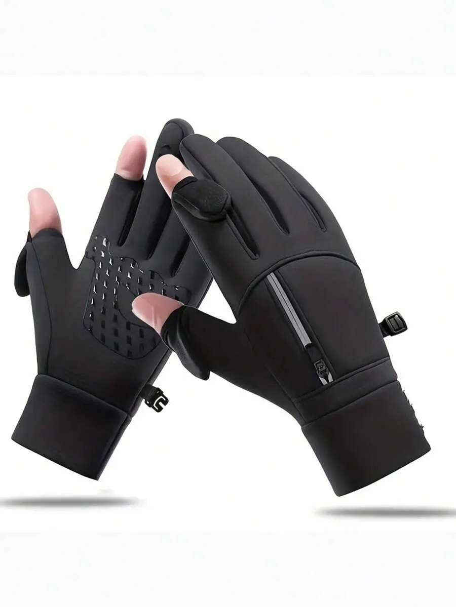 Unisex Windproof Waterproof Touchscreen Gloves with Zipper Pocket & Breathable Mesh for Cold Weather Skiing Fishing Cycling Outdoor Sports