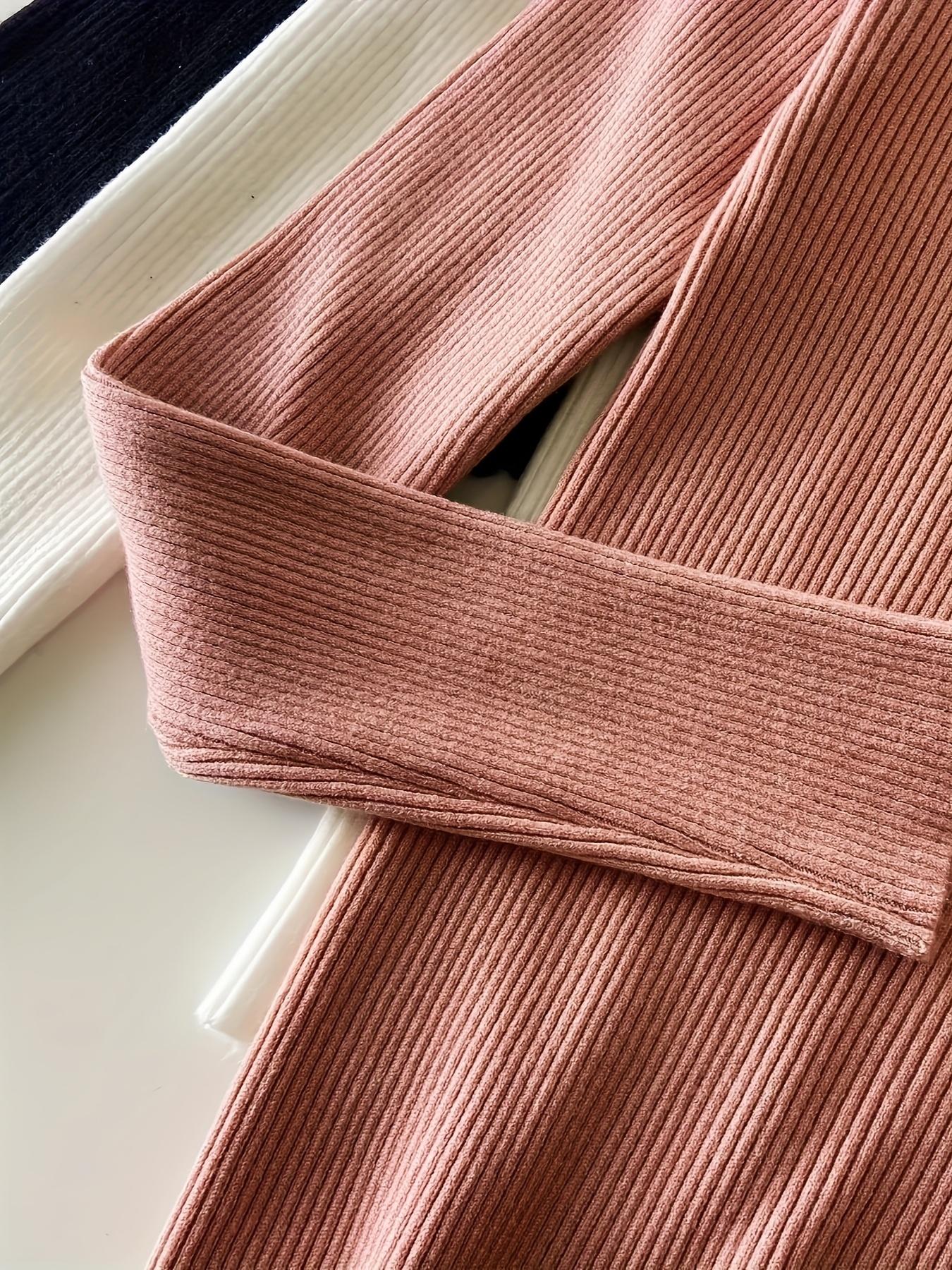 Women's 3-Pack Long-Sleeve Knitted Turtleneck Pullover Sweaters - Solid Color, Casual Fall Winter Basic High-Neck Clothes