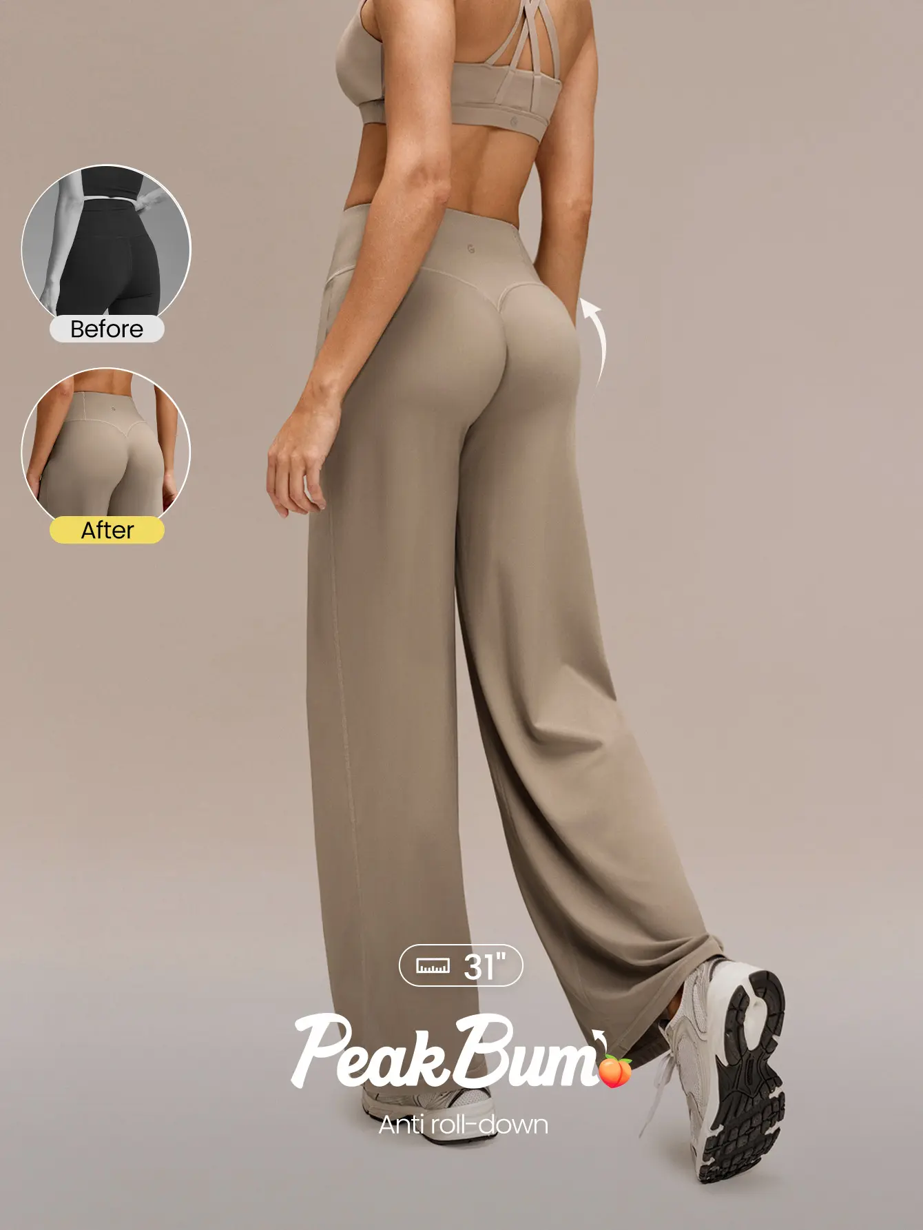 GLOWMODE 31'' CoreHold Pants Quick Dry Stretchy Skin Friendly Waistband Pocket Anti Roll Fitted Hip Design Training Tennis Running Workout Gym Wear