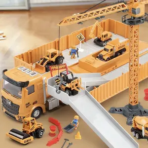 Realistic Construction Model Toy Set - Engineering Vehicles for Play, Including Excavator, Forklift, Bulldozer, Dump Truck, Cement Mixer, Road Roller