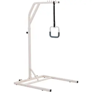 VEVOR Trapeze Bar for Bed Mobility, Height-Adjustable Free Standing Trapeze Bar with 2 Wheels, 300LBS Capacity Bed Pull Up Assist for Elderly Disabled, Ideal for Hospital, Nursing Home & Home Care