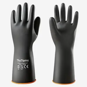 ThxToms Heavy Duty Latex Gloves,Long Rubber Gloves, Chemical Resistant Gloves,Puncture Resistant, Resist Acid,Oil,Alkali, Waterproof for Industrial Cleaning, Medical, Gardening,14", 1 Pair