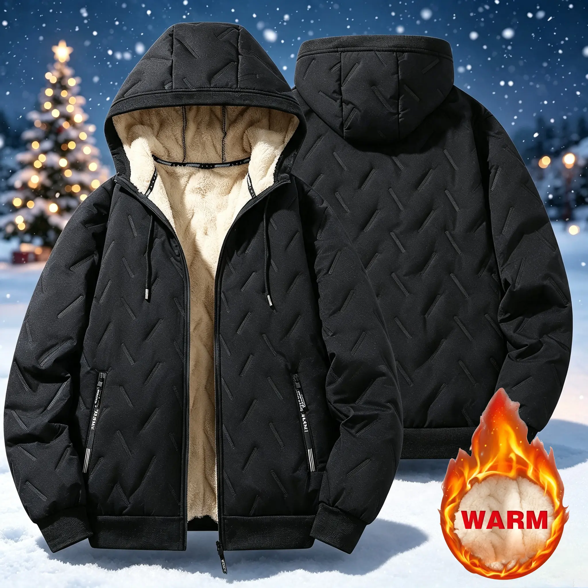 Men's Windproof Insulated Hooded Jacket outdoor clothing windbreaker fit solid color hoodie men New men's hooded cotton coat; thickened and warm cotton coat; this year's popular cotton coat; ultrasonic cotton coat; toothbrush coat for men. long sleeve hoo