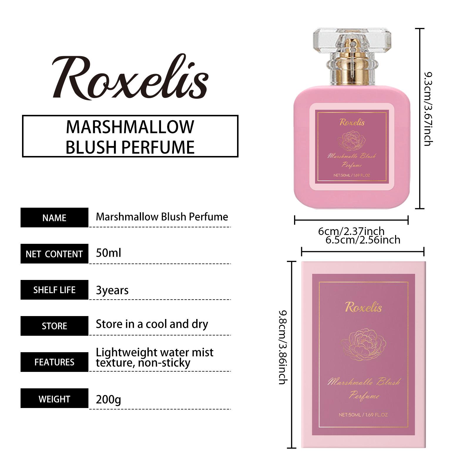 Marshmallow Blush Perfume, Sweet Strawberry Vanilla Fragrance, Pink, 50mL/1.69 Fl Oz, Long-Lasting