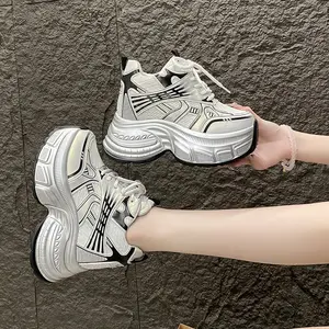 Women Casual Shoes On High Heel Platform 2026 Spring New Female Casual Platform Chunky Sneakers Shoes