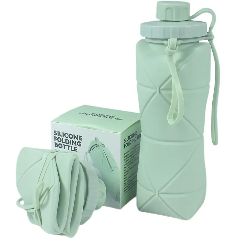 Portable Foldable Silicone Water Bottle Collapsible Travel Cup Outdoor Sports Retractable Drinking Cup for Camping Hiking Daily Use