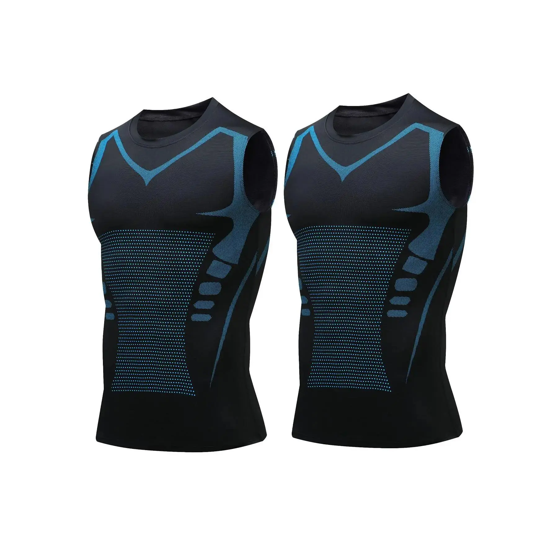 Men's 2-Piece Workout Tank Tops, Sleeveless Snug-Fit Base Layer, Quick-Dry Breathable 4-Way Stretch Fabric for All-Seasons Gym Training, 2 Pieces, Abdomen, Slightly Stretchy Material, High Stretch, Effective Abdominal Control