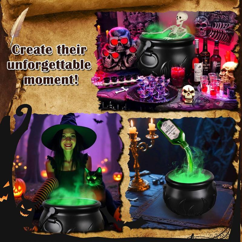 Halloween Decorations Indoor - Cauldron Halloween Decor with Magic Floating Potion Bottles and Diffuser - Black Plastic Witches Bowl Hocus Pocus Party Decoration for Spooky Vintage Home Kitchen Table, Well Soon Gift toys kids