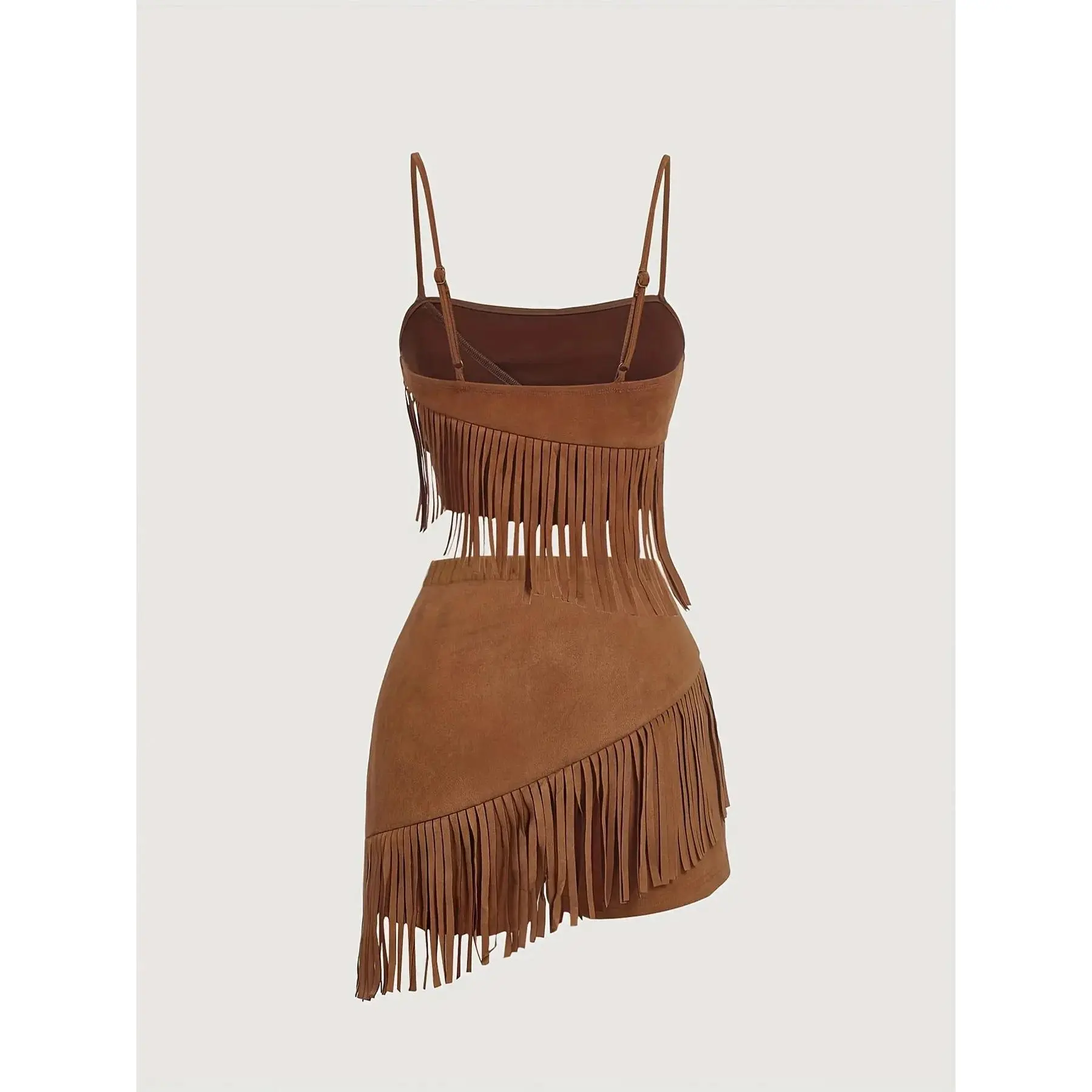 Women's Fringe Top and Shorts Set, Two-Piece Retro Western Style Outfit with Fringe Details, Perfect for Music Festivals, Date Nights, Clubs, Performances, Parties, and Galas