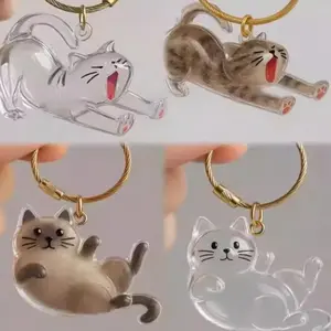 Cartoon Cat Hair Storage Keychain Pet Hair Container Box Memorial Bottle DIY Decoration Gift For Pet Lover