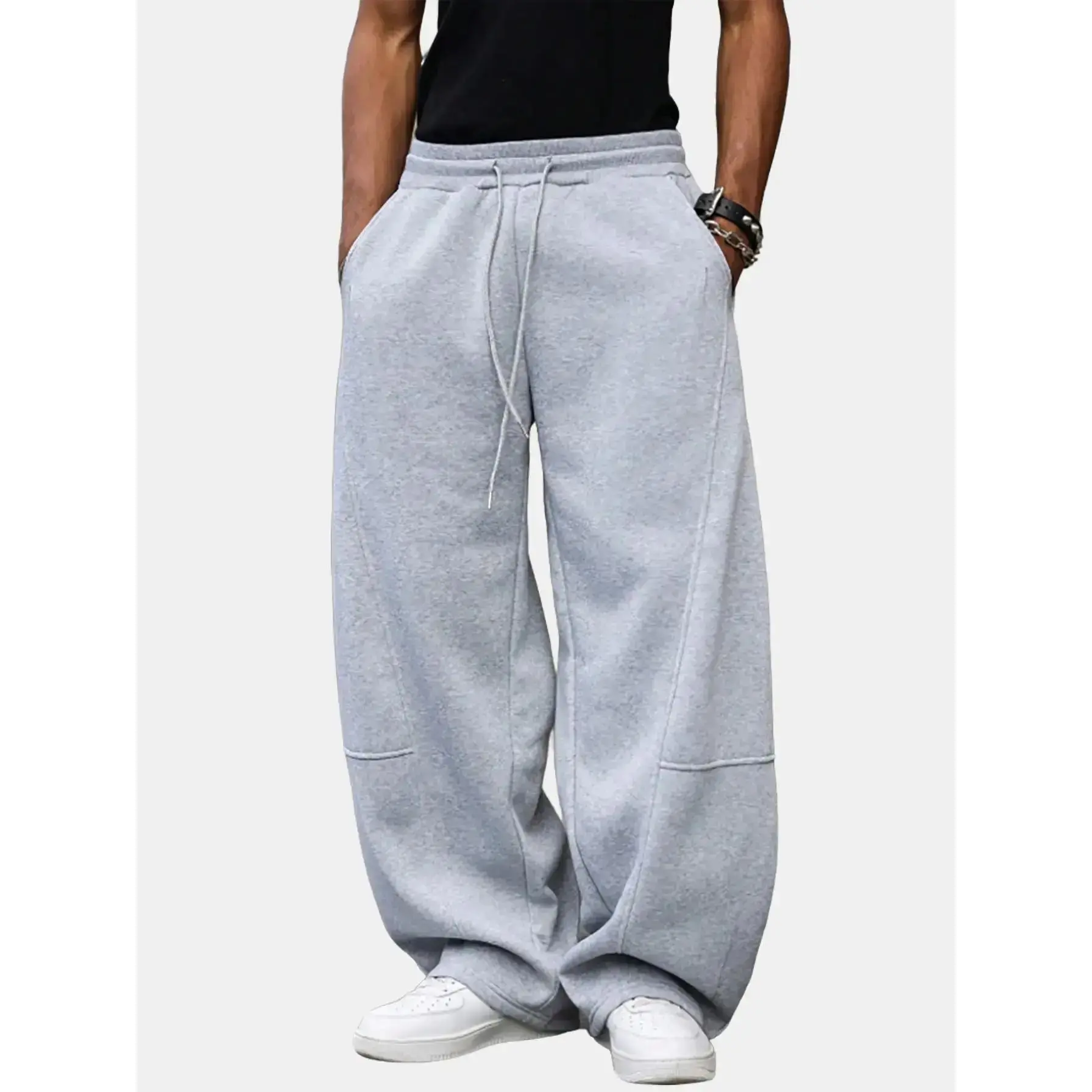 Casual men's pants, comfortable, wide-leg pants in an extended version, comfortable and stylish men's pants for everyday wear and outdoor activities with pockets.