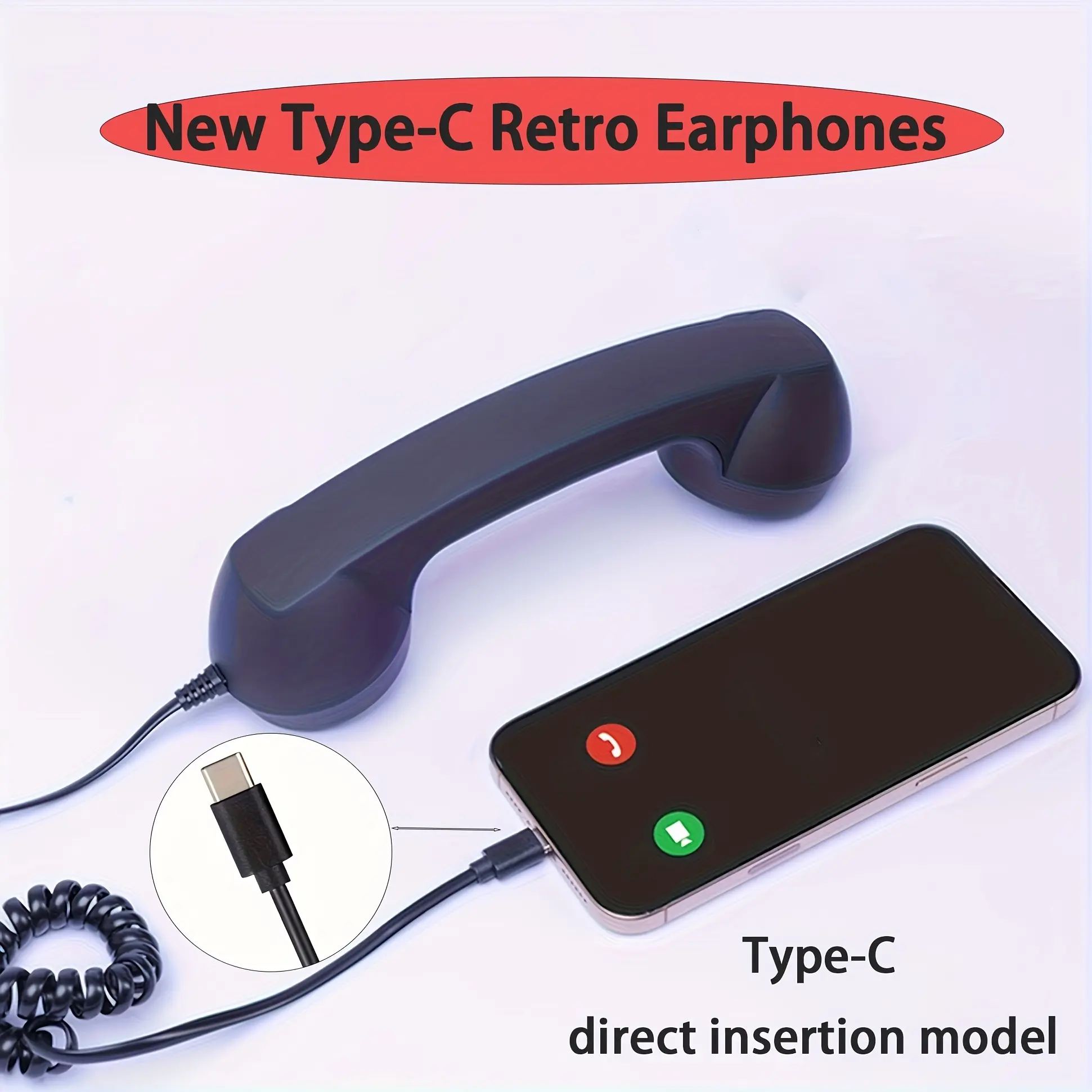 Vintage Type-C Audio Headset with Mic, Plug-and-Play Direct Insertion Model for Smartphones & Laptops, Podcast Equipment Kit (No Adapter Needed)