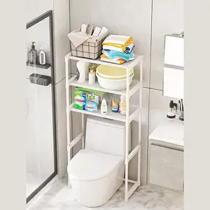 Over-Toilet Storage Cabinet, 3-Tier Bathroom Toilet Rack, Space-Saving Compact Storage Unit, Easy Assembly, 50.5 x 30 x 134 cm, White