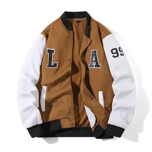 Fashionable men's jacket, regular fit, baseball collar, buttoned placket, print design, suitable for outdoor activities