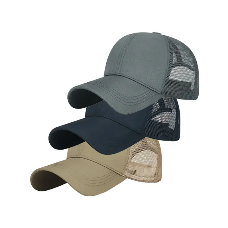 Men's Solid Baseball Cap with Breathable Mesh Back, Casual Summer Sun Blocker Hat for Outdoor SPF Sun Protection, Mesh Breathable Hats, Spf Protection Hats