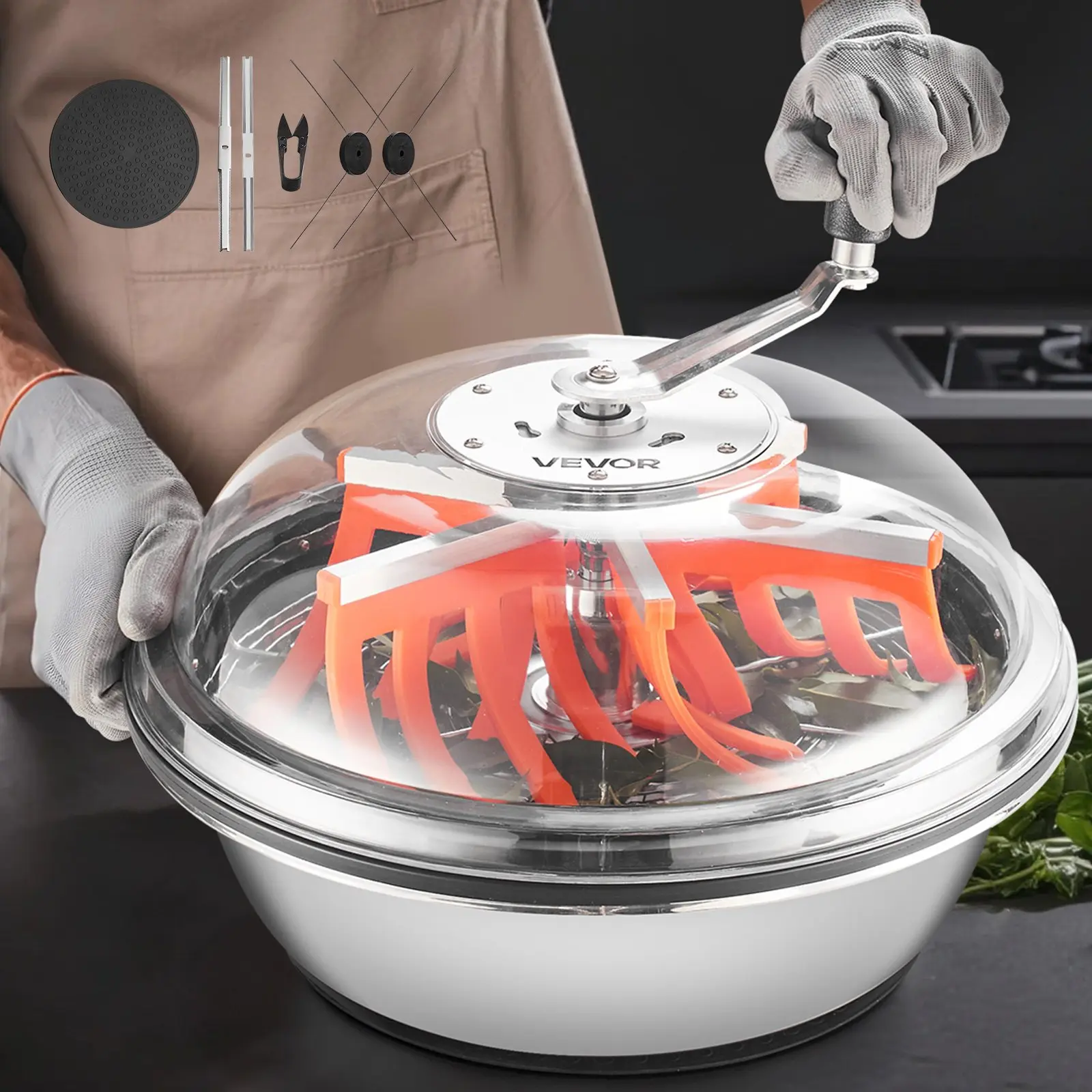 【Summerfinds】VEVOR Bud Leaf Bowl Trimmer, 16 in Manual Bud Trimmer, with Sharp Stainless Steel Blades, Visual Cutting, Wet & Dry Hydroponic Cutting Machine, Twisted Spin Cut for Plants Leaves Buds Flowers