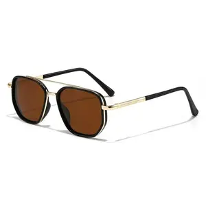 Unisex 2026 Summer Minimalist Geometric Styling Sunglasses - Vintage Trendy Full Rim Double-Bridge Aviator Shades, Tinted Lenses Polarized UV400 Protection, Lightweight Alloy Frame, Ergonomic Fit for Travel & Everyday Wear (Men’s Included) summerwins,summ