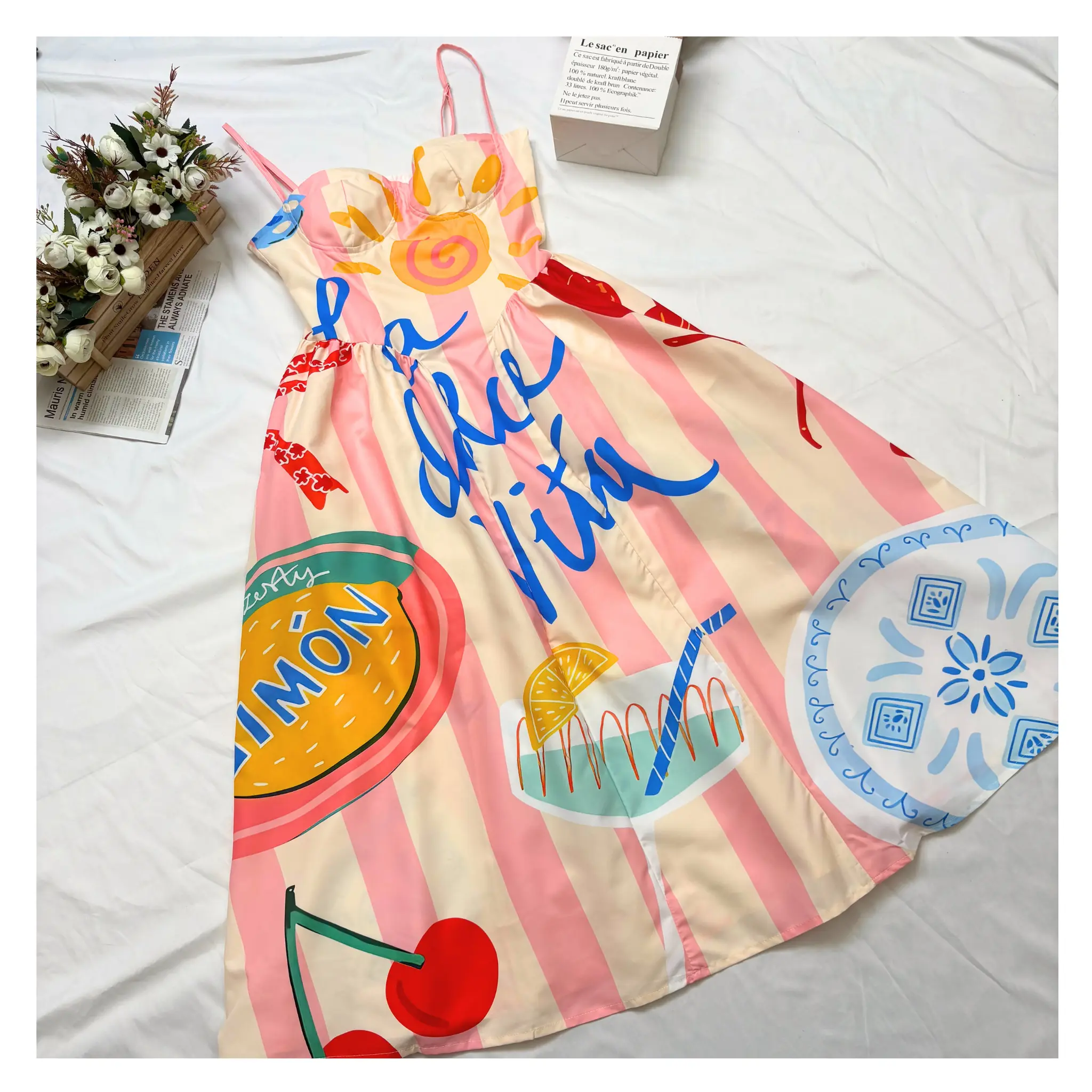 Women's French Elegant Style Skirt Vintage Beach Vacation Spaghetti Strap  Dress - TikTok Shop