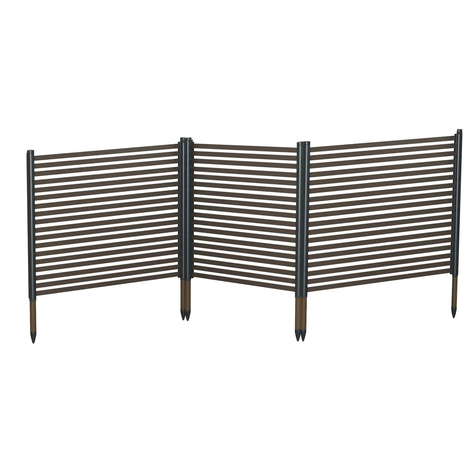 3-Piece Metal Garden Fence Set, 270×124 cm Interlocking Metal Panels with Stake Anchors, Balcony Fence Privacy Screen, Pet Barrier, 124Cm