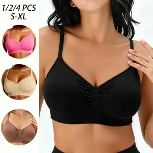 1/2PCS Women's Wireless Sculpt BraComfort Bralettes Suitable for up to 44DD NOUnderwire Unlined Cami Bra Seamless Tshirt BrasSports Bra Everyday Daily Wear Breathable