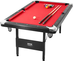 Father's Day Gift VEVOR Billiards Table, 6.3 ft Pool Table, Portable Foldable Space-Saving Table, Billiard Table Set Includes Balls, Cues, Chalks and Brush, Black with Red Cloth, Perfect for Family Game Room Kid Adult