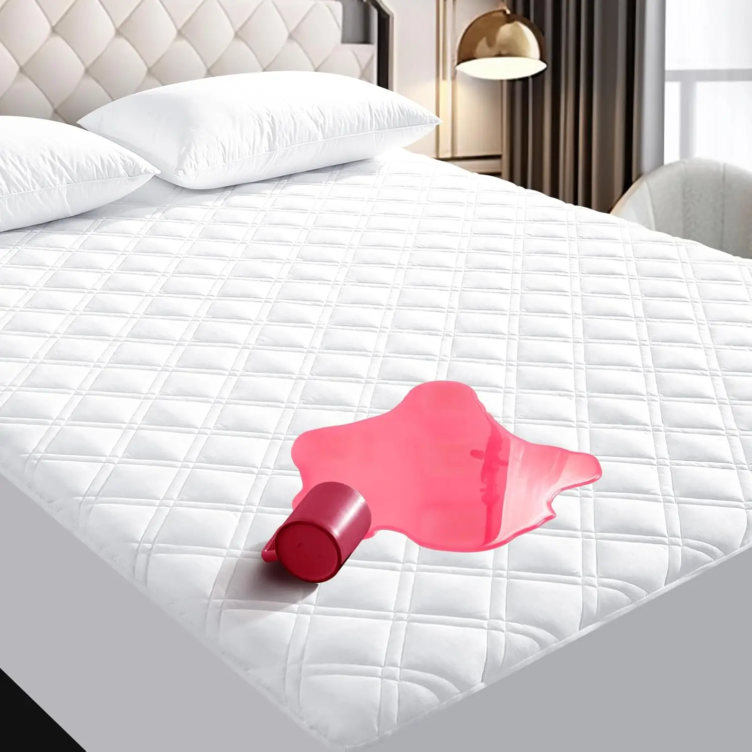 Quilted Waterproof Mattress Protector with Pillowcases – 6-16" Deep Pocket, Noiseless & Breathable – Soft, Machine Washable, Stain-Resistant – Twin/Full/Queen/King  impermeable colchon