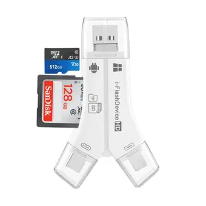 4-in-1 SD Card Reader for iPhone, iPad, Android & PC – No App Needed, SD/TF Memory Card Adapter, Trail Camera Viewer for Photos & Videos