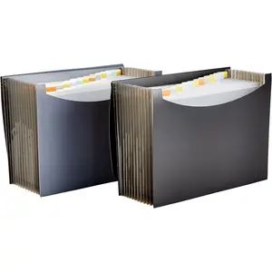 Basics Expanding Organizer File Folder, Letter Size  Black  Gray, 2Pack