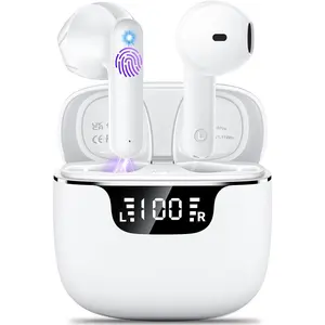 Wireless Earbuds, Bluetooth 5.4 Headphones with 42H Ultralight Ear Buds,Bluetooth Earbuds with 4 ENC Noise Cancelling Mics, HiFi Deep Bass Dual LED Display USB-C, Waterproof Earphones for Android iOS : Electronics