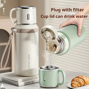 Double-Walled Vacuum Insulated Mug - 316 Stainless Steel, 8hr Hot & 24hr Cold Retention,  Ergonomic Handle & Filter Plug for Camping Hiking Daily Use - Reusable Travel Tumbler for Men Women, Outdoor Drinkware Sleek Drinkware, Camping Accessories