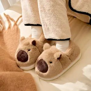 Cute Cartoon Capybara Warm Shoes Women Girl Footwear Slide Flipflop Slipper Comfort Weight Gal Coffee Dance Active