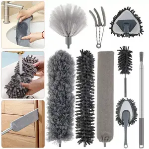 9pcs Extendable Feather Duster Long Telescopic Duster Magic Static Duster Brush Cleaning Household Microfiber Set Adjustable Cleaner Hand