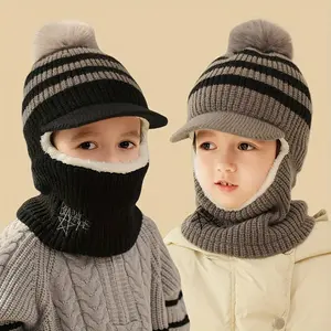 1pc Kids Winter Hat with Thickened Ear Protection, Knit Balaclava for Boys and Girls - Cute Cartoon Design, Lightweight & Warm, Perfect for Daily Outings, Hiking, and Outdoor Activities, Fits -6, Kids Winter Hat