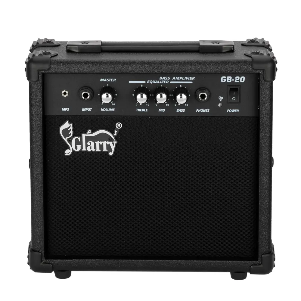 20-Watts Electric Bass Home Amplifier - Portable Audio Speaker with Protection Function, Compatible with Guitar, 11.42 x 4.45 x 10.63 inches, 3kg, for Beginners’ Musical Instrument Practice
