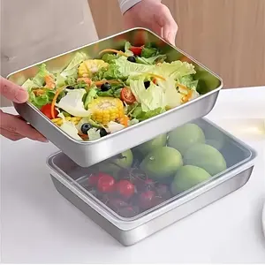 6-Piece Set (Includes 6 Lids) - Leak-proof Stainless Steel Food Storage Container Set, Stackable Spare Bowls, Suitable for Salads, Sandwiches, Fruits, and Meats, Microwave Safe
